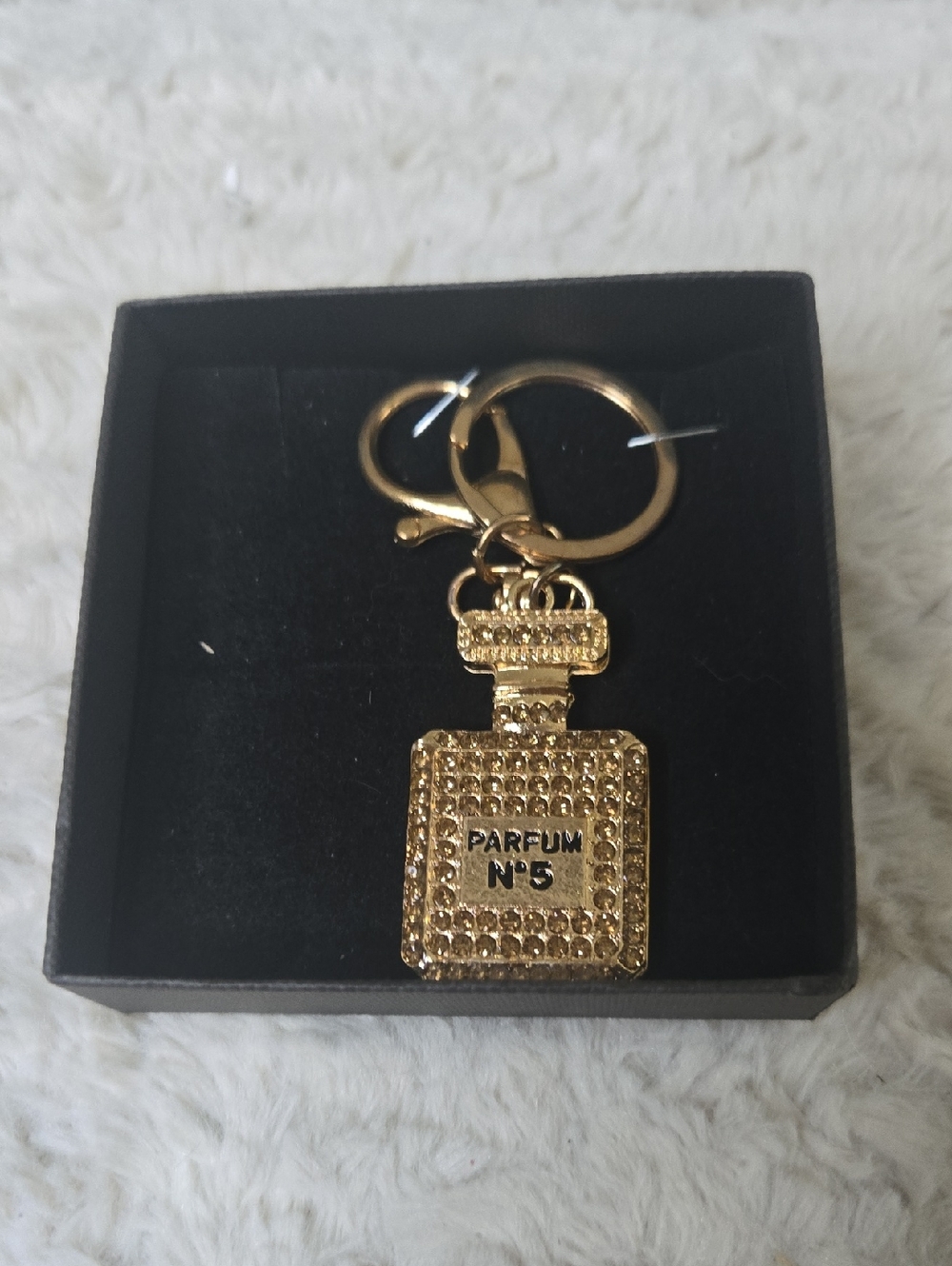 Parfum No.5 Gold Crystal Perfume Bottle Keychain